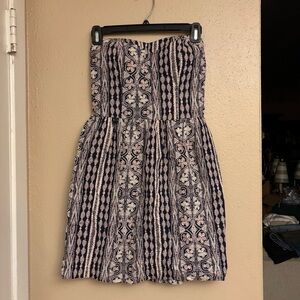 Charlotte Ruse Strapless Printed Summer Dress - Navy and Light Pink